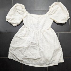 white puff sleeve eyelet dress